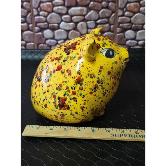 Unique Yellow Speckled Handmade Piggy Bank - Picture 8 of 8